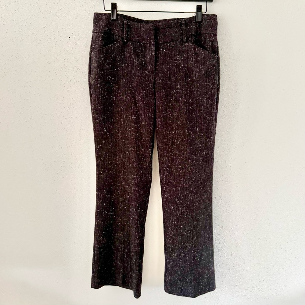 NY&Co Tweed Mid-Rise Straight Leg Trouser Pants Women's 6 Petite Brown-Grey 6P - Picture 3 of 8